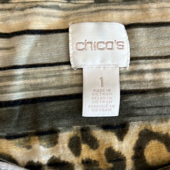 Chico’s Brie Cheetah Stripe Knit Top Green Size 1 - Picture 6 of 10
